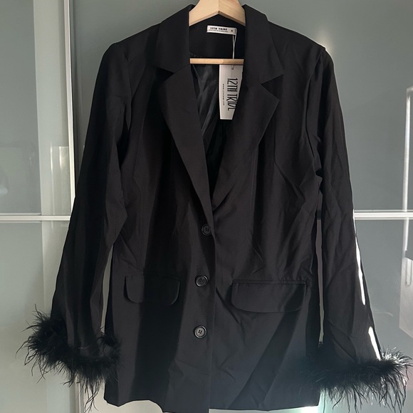 12th Tribe Tease Me Black Feather Blazer in Small - Picture 6 of 8